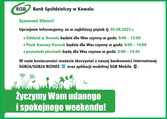 Otwarcie placówek w 05.09.2025